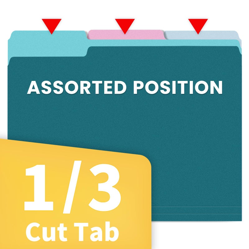 SUNEE File Folders Letter Size Vintage Colors, 100 Pack Manilla Folders 8.5 x 11 1/3-Cut Tabs, Colored File Folders Office Home School for Documents Files Paper - Image 3